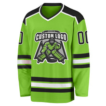 Load image into Gallery viewer, Custom Neon Green Black-White Hockey Jersey
