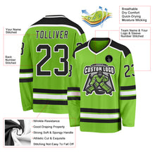 Load image into Gallery viewer, Custom Neon Green Black-White Hockey Jersey
