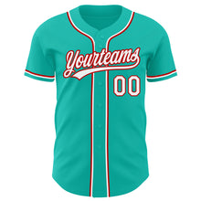 Load image into Gallery viewer, Custom Aqua White-Red Authentic Baseball Jersey

