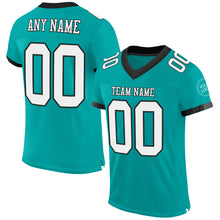Load image into Gallery viewer, Custom Aqua White-Black Mesh Authentic Football Jersey
