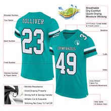 Load image into Gallery viewer, Custom Aqua White-Black Mesh Authentic Football Jersey
