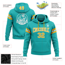Load image into Gallery viewer, Custom Stitched Aqua Gold-White Football Pullover Sweatshirt Hoodie
