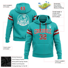 Load image into Gallery viewer, Custom Stitched Aqua Red-White Football Pullover Sweatshirt Hoodie
