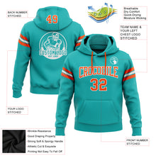 Load image into Gallery viewer, Custom Stitched Aqua Orange-White Football Pullover Sweatshirt Hoodie
