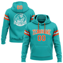 Load image into Gallery viewer, Custom Stitched Aqua Orange-White Football Pullover Sweatshirt Hoodie
