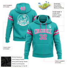 Load image into Gallery viewer, Custom Stitched Aqua Pink-White Football Pullover Sweatshirt Hoodie
