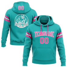 Load image into Gallery viewer, Custom Stitched Aqua Pink-White Football Pullover Sweatshirt Hoodie
