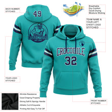 Load image into Gallery viewer, Custom Stitched Aqua Navy-White Football Pullover Sweatshirt Hoodie

