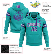 Load image into Gallery viewer, Custom Stitched Aqua Purple-White Football Pullover Sweatshirt Hoodie
