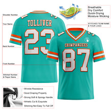 Load image into Gallery viewer, Custom Aqua White-Orange Mesh Authentic Football Jersey
