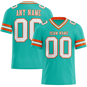 Custom Aqua White-Orange Mesh Authentic Football Jersey