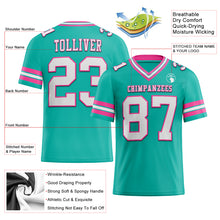 Load image into Gallery viewer, Custom Aqua White-Pink Mesh Authentic Football Jersey
