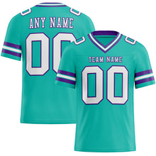 Load image into Gallery viewer, Custom Aqua White-Purple Mesh Authentic Football Jersey
