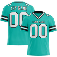 Load image into Gallery viewer, Custom Aqua White-Black Mesh Authentic Football Jersey
