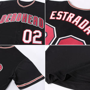 Custom Black Crimson-City Cream Baseball Jersey