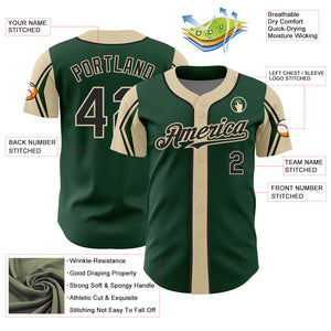 Custom Green Black-City Cream 3 Colors Arm Shapes Authentic Baseball Jersey