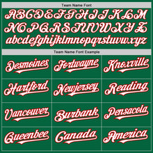 Load image into Gallery viewer, Custom Kelly Green White-Red 3 Colors Arm Shapes Authentic Baseball Jersey
