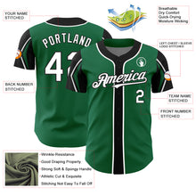 Load image into Gallery viewer, Custom Kelly Green White-Black 3 Colors Arm Shapes Authentic Baseball Jersey
