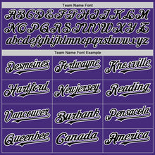 Load image into Gallery viewer, Custom Purple Black-White 3 Colors Arm Shapes Authentic Baseball Jersey

