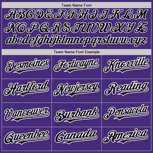 Custom Purple Black-White 3 Colors Arm Shapes Authentic Baseball Jersey