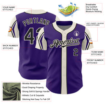 Load image into Gallery viewer, Custom Purple Black-Cream 3 Colors Arm Shapes Authentic Baseball Jersey
