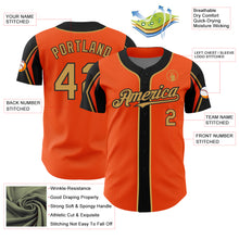 Load image into Gallery viewer, Custom Orange Old Gold-Black 3 Colors Arm Shapes Authentic Baseball Jersey
