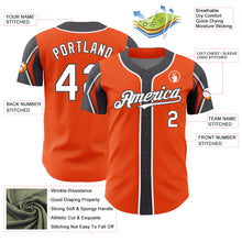 Load image into Gallery viewer, Custom Orange White-Steel Gray 3 Colors Arm Shapes Authentic Baseball Jersey

