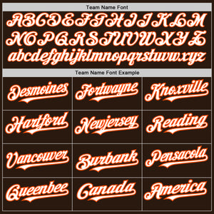 Custom Brown White-Orange 3 Colors Arm Shapes Authentic Baseball Jersey