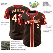 Load image into Gallery viewer, Custom Brown Cream-Red 3 Colors Arm Shapes Authentic Baseball Jersey
