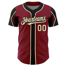 Load image into Gallery viewer, Custom Crimson City Cream-Black 3 Colors Arm Shapes Authentic Baseball Jersey

