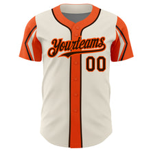 Load image into Gallery viewer, Custom Cream Brown-Orange 3 Colors Arm Shapes Authentic Baseball Jersey
