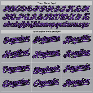 Custom Gray Purple-Black 3 Colors Arm Shapes Authentic Baseball Jersey