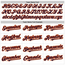 Load image into Gallery viewer, Custom White Navy-Orange 3 Colors Arm Shapes Authentic Baseball Jersey
