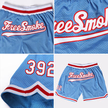 Load image into Gallery viewer, Custom Light Blue White-Red Authentic Throwback Basketball Shorts
