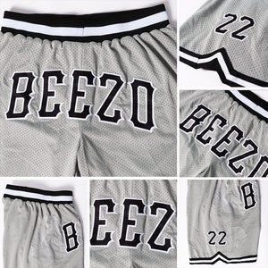 Custom Gray Black-White Authentic Throwback Basketball Shorts