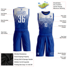 Load image into Gallery viewer, Custom Royal White Round Neck Sublimation Basketball Suit Jersey
