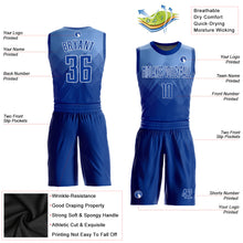 Load image into Gallery viewer, Custom Light Blue Royal-White Round Neck Sublimation Basketball Suit Jersey
