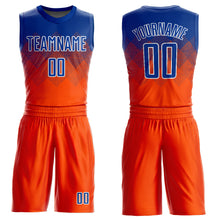 Load image into Gallery viewer, Custom Orange Royal-White Round Neck Sublimation Basketball Suit Jersey
