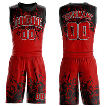 Load image into Gallery viewer, Custom Red Black-White Round Neck Sublimation Basketball Suit Jersey
