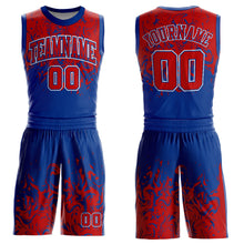 Load image into Gallery viewer, Custom Royal Red-White Round Neck Sublimation Basketball Suit Jersey
