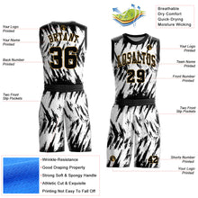 Load image into Gallery viewer, Custom White Black-Old Gold Round Neck Sublimation Basketball Suit Jersey
