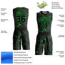 Load image into Gallery viewer, Custom Black Neon Green Round Neck Sublimation Basketball Suit Jersey
