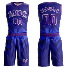 Load image into Gallery viewer, Custom Royal Purple-White Round Neck Sublimation Basketball Suit Jersey
