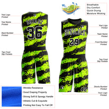 Load image into Gallery viewer, Custom Neon Green Black-White Round Neck Sublimation Basketball Suit Jersey
