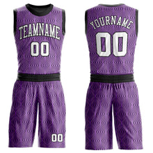 Load image into Gallery viewer, Custom Purple White-Black Round Neck Sublimation Basketball Suit Jersey
