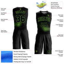 Load image into Gallery viewer, Custom Black Neon Green Round Neck Sublimation Basketball Suit Jersey
