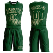 Load image into Gallery viewer, Custom Green Cream Round Neck Sublimation Basketball Suit Jersey
