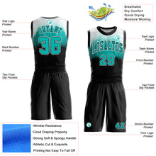 Load image into Gallery viewer, Custom Black Aqua-White Round Neck Sublimation Basketball Suit Jersey
