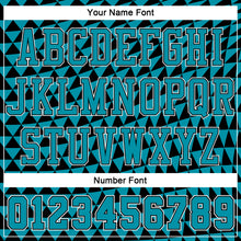Load image into Gallery viewer, Custom Teal Black-White Triangle Shapes Round Neck Sublimation Basketball Suit Jersey
