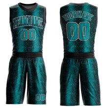 Load image into Gallery viewer, Custom Black Teal-White Animal Fur Print Round Neck Sublimation Basketball Suit Jersey
